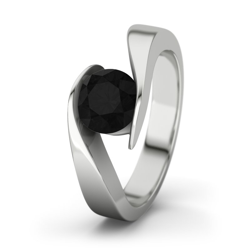 Diamant Schwarz Sterlingsilberring Summer End, Sterlingsilber 925, von vorn