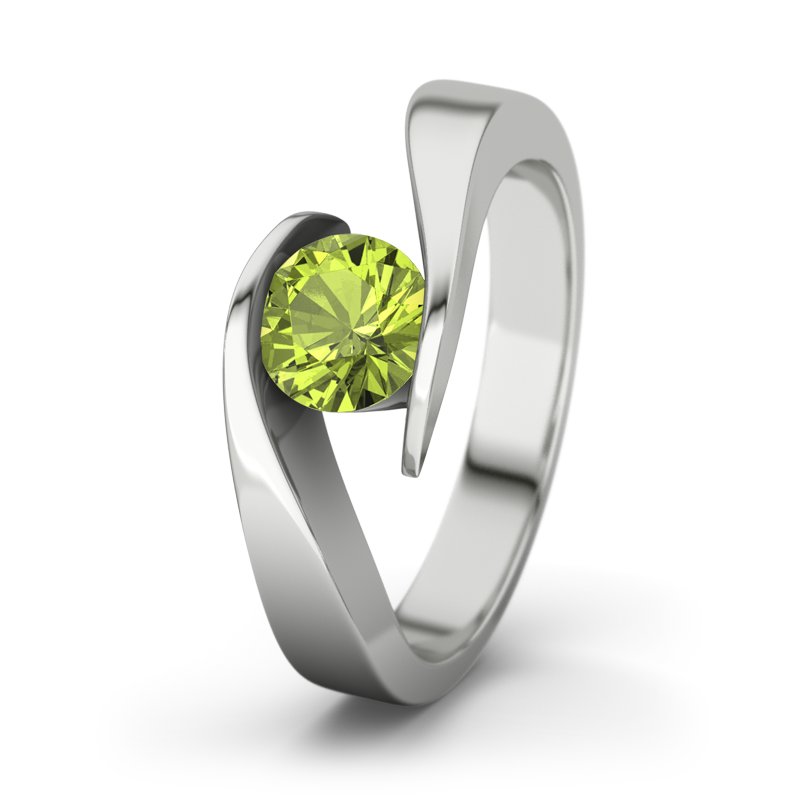 Peridot Weißgoldring Summer sweet, Weißgold 375, von vorn