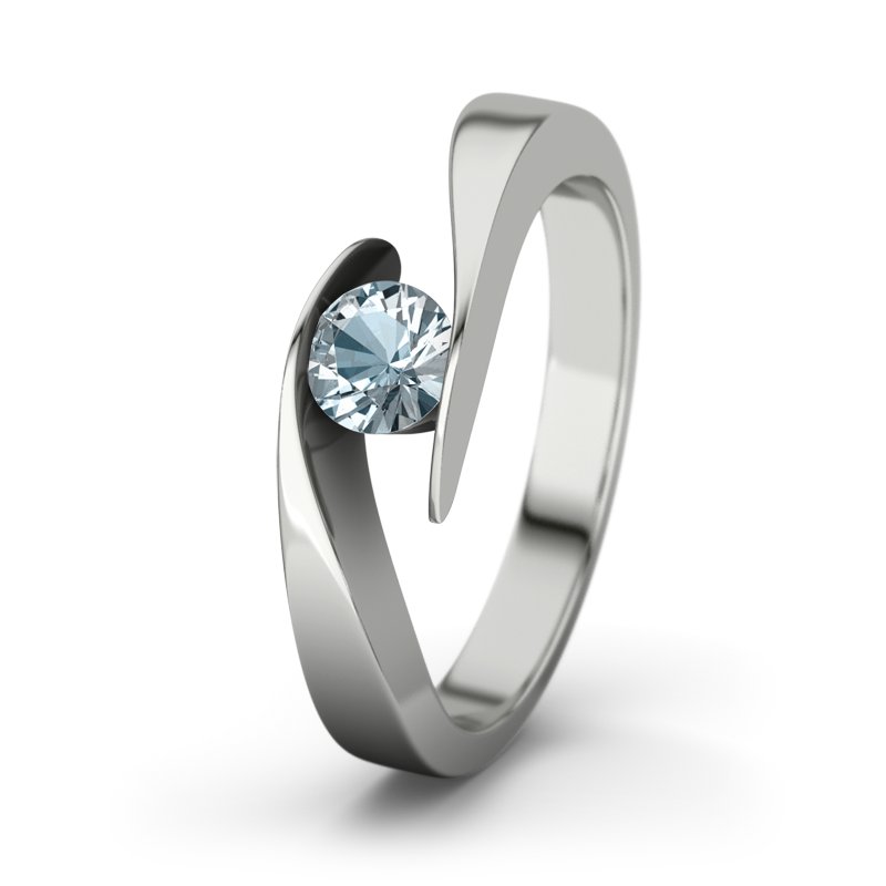 Aquamarin Platinumring Summerly, Platinum 950, von vorn