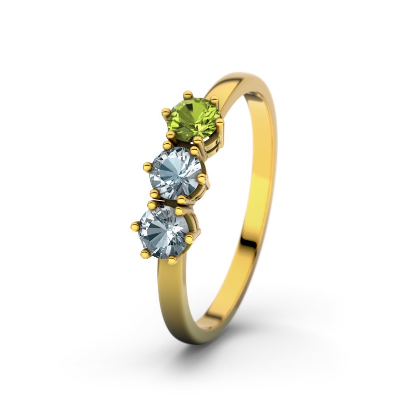 Aquamarin Gelbgoldring Tamara, Gelbgold 750, von vorn