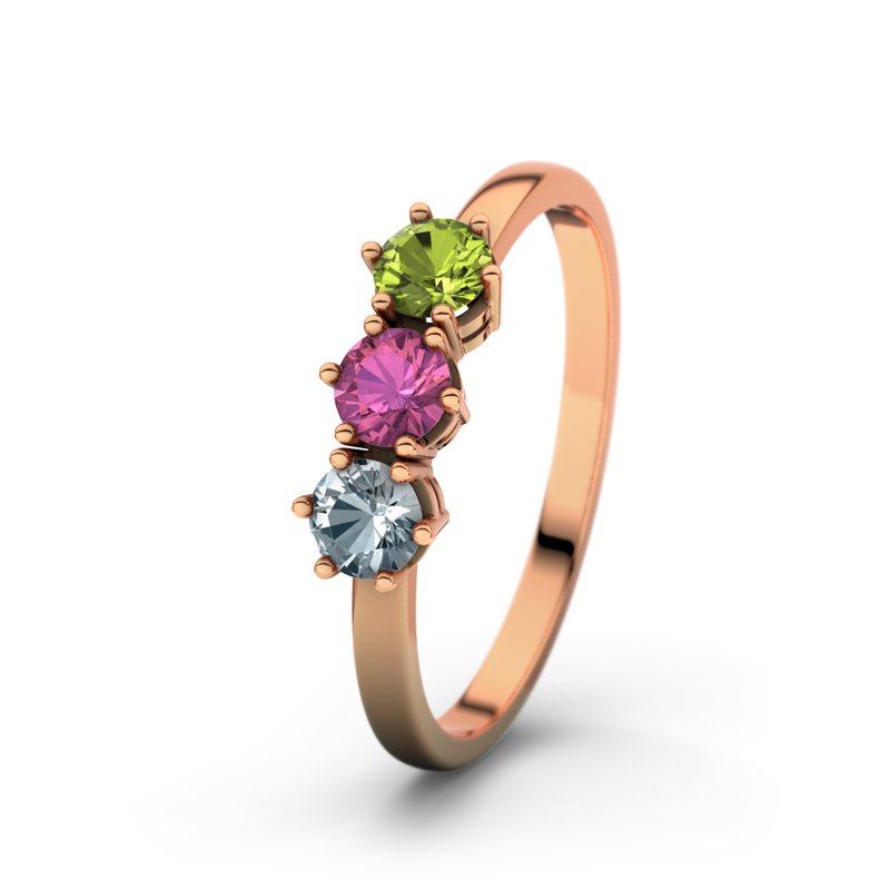 Aquamarin Rotgoldring Tamara, Rotgold 750, von vorn