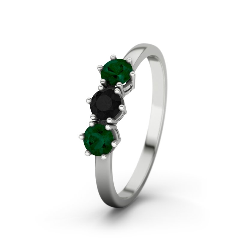 Smaragd Sterlingsilberring Tamara, Sterlingsilber 925, von vorn