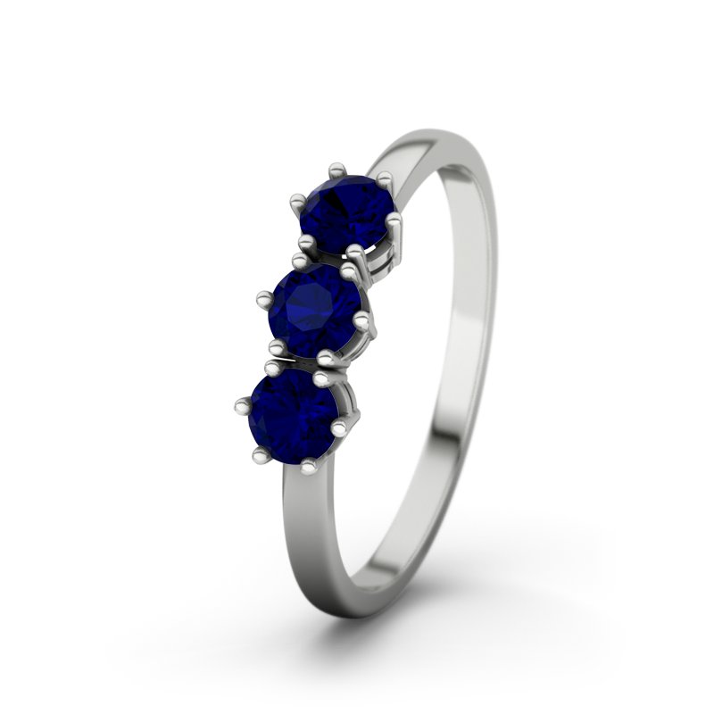 Blauer Saphir Weißgoldring Tamara, Weißgold 585, von vorn