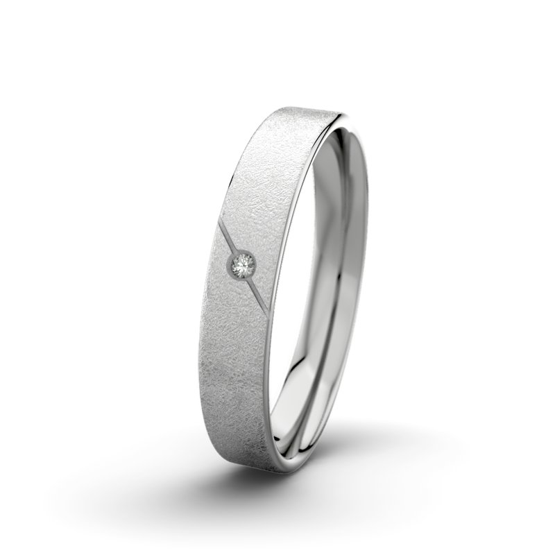 Diamantring Tarzan M4 P1, Palladium 585 eismatt, von vorn