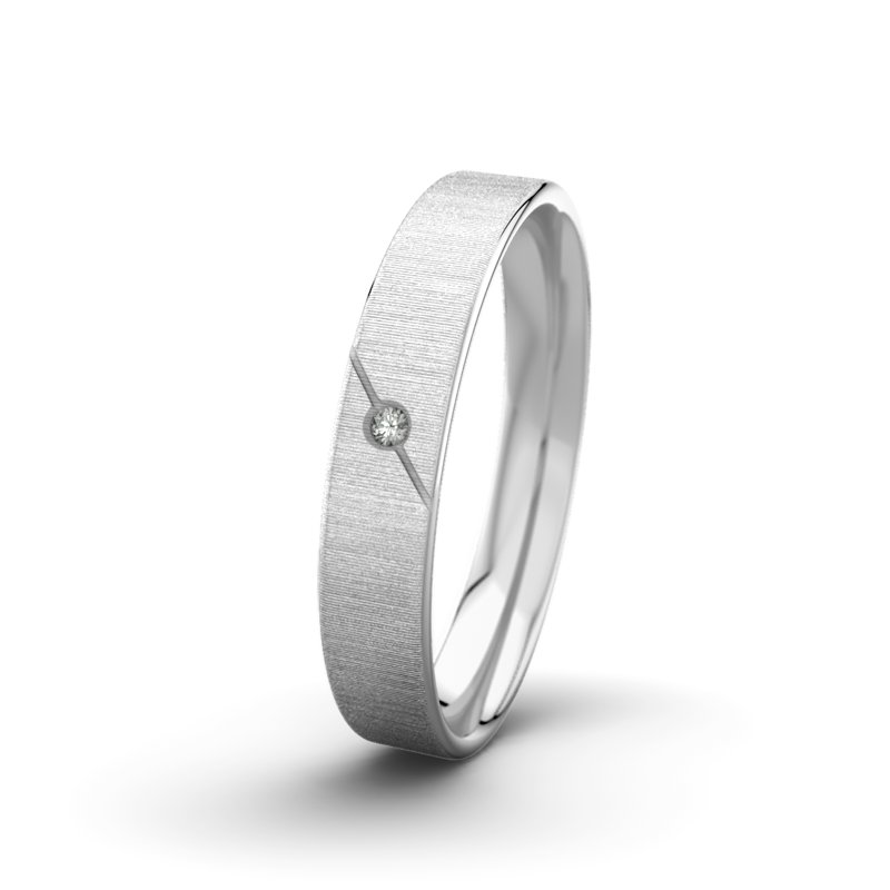 Diamantring Tarzan M4 P1, Weißgold 750 quermatt, von vorn