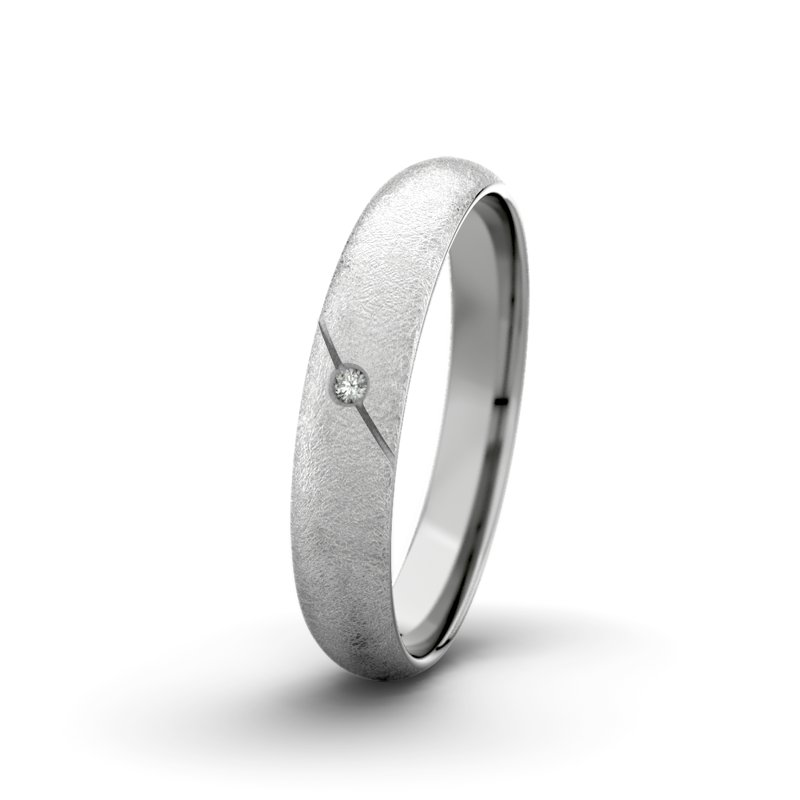 Diamantring Tarzan M4 P5, Palladium 585 eismatt, von vorn