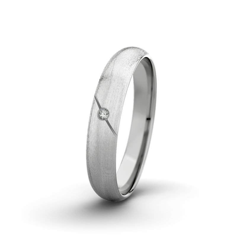 Diamantring Tarzan M4 P5, Palladium 950 längsmatt, von vorn
