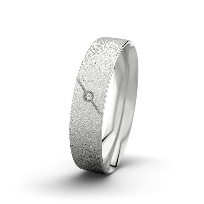 Diamantring Tarzan M5 P2, Sterlingsilber 925 Sandmattgrob, von vorn