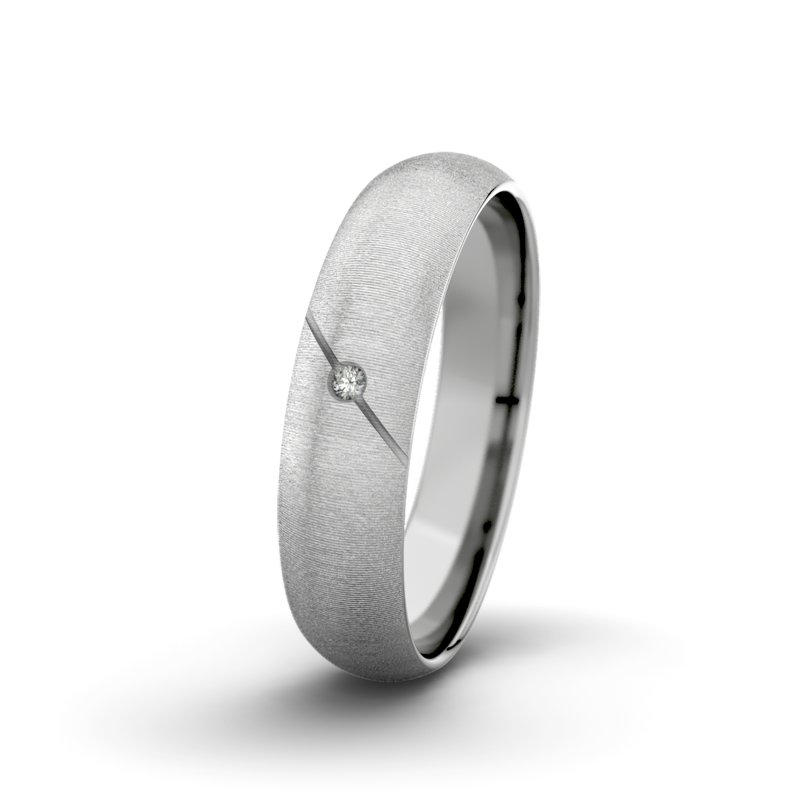 Diamantring Tarzan M5 P5, Platinum 600 quermatt, von vorn