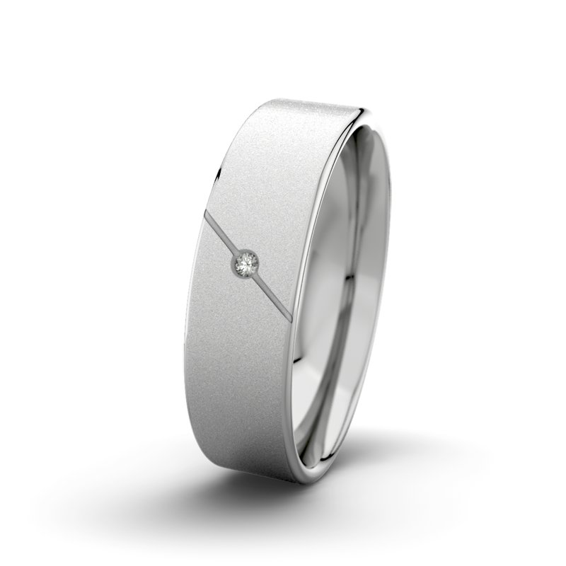 Diamantring Tarzan M6 P1, Palladium 585 Sandmattfein, von vorn