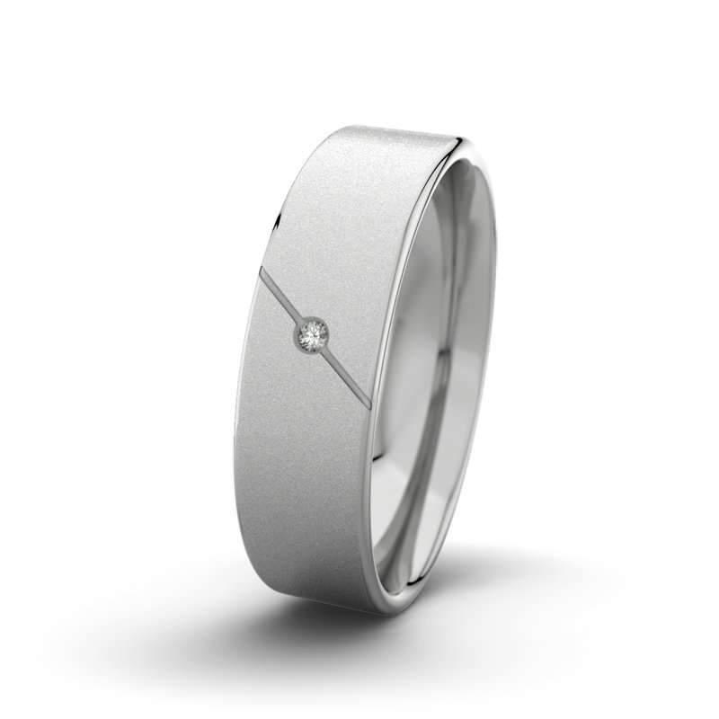 Diamantring Tarzan M6 P1, Platinum 600 Sandmattfein, von vorn