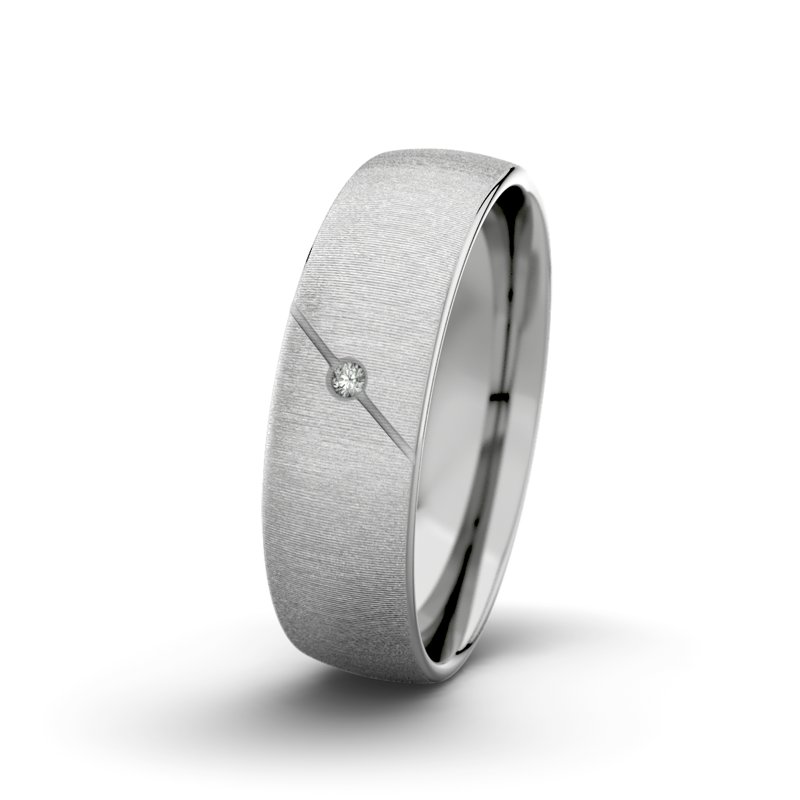 Diamantring Tarzan M6 P3, Palladium 585 quermatt, von vorn
