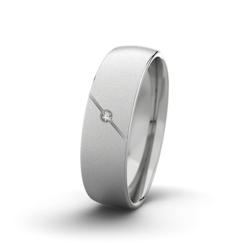 Diamantring Tarzan M6 P3, Platinum 600 Sandmattfein, von vorn