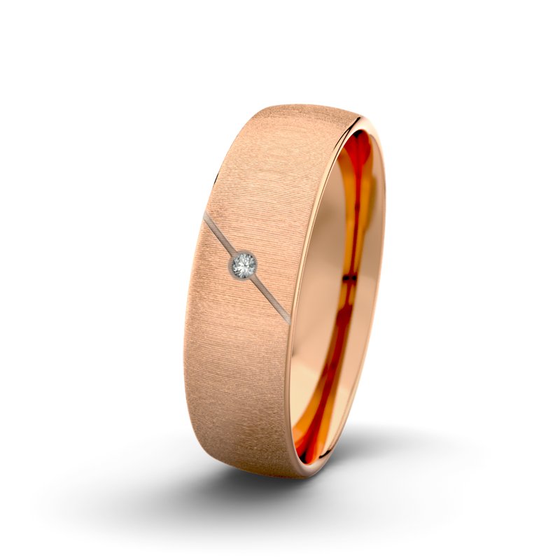 Diamantring Tarzan M6 P3, Rotgold 585 quermatt, von vorn