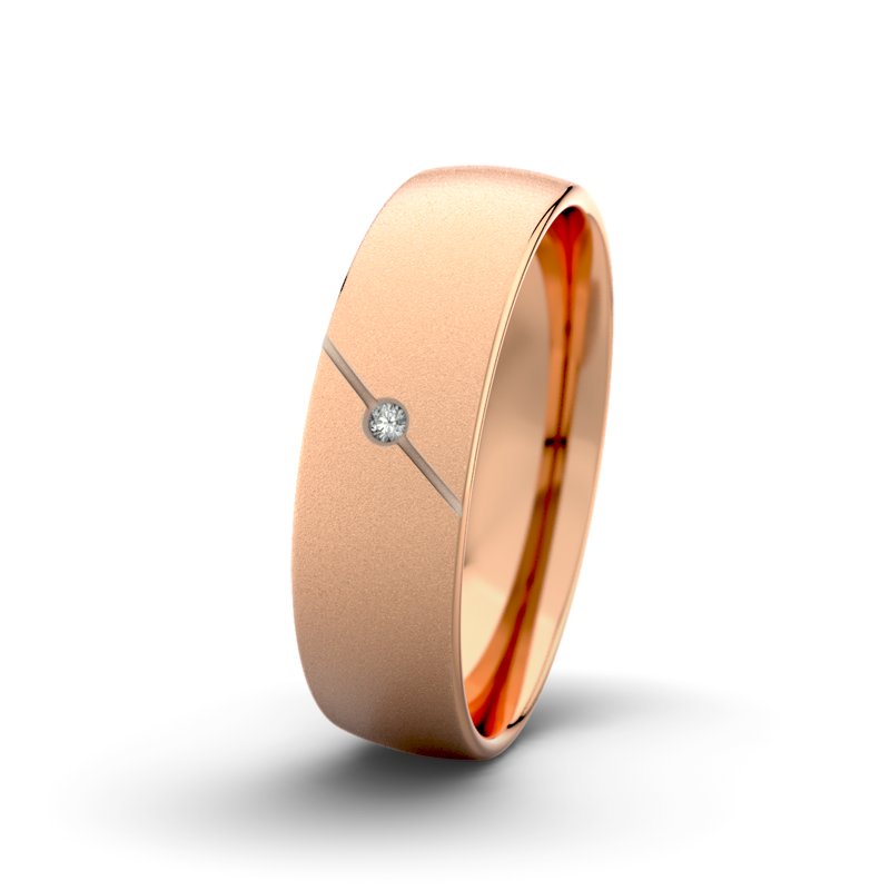 Diamantring Tarzan M6 P3, Rotgold 750 Sandmattfein, von vorn