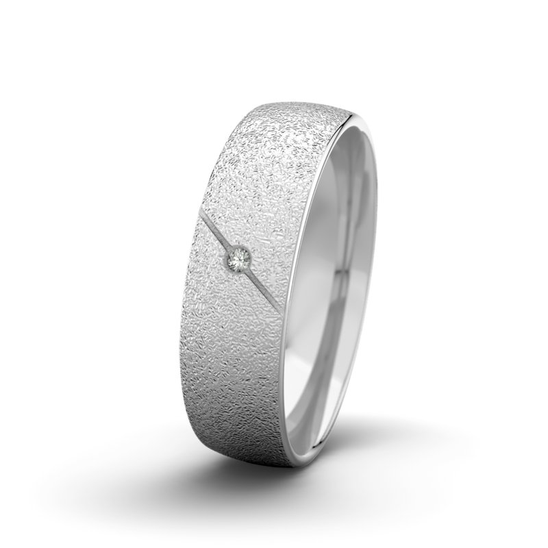 Diamantring Tarzan M6 P3, Weißgold 585 Sandmattgrob, von vorn