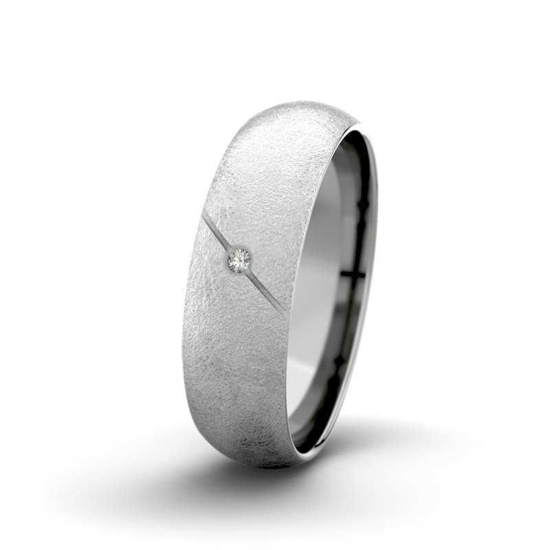 Diamantring Tarzan M6 P5, Palladium 585 eismatt, von vorn