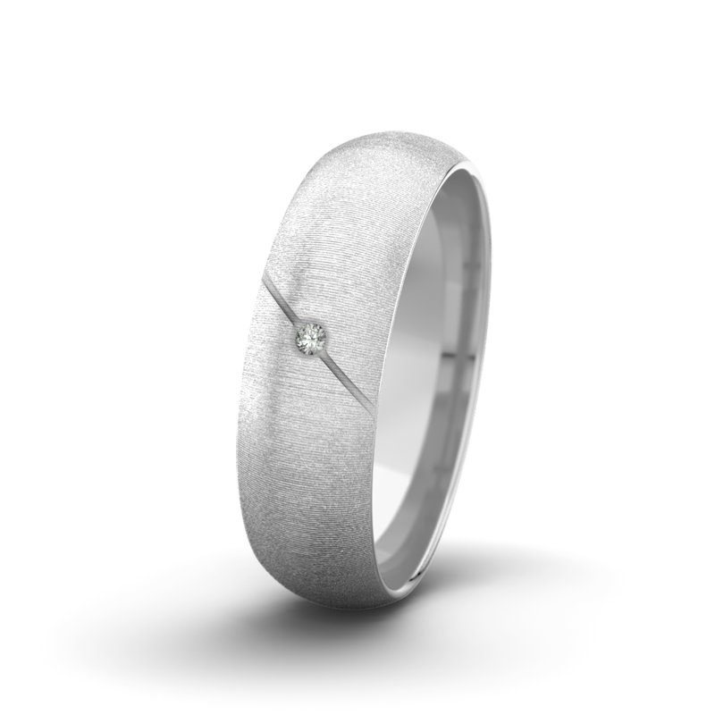 Diamantring Tarzan M6 P5, Weißgold 585 quermatt, von vorn