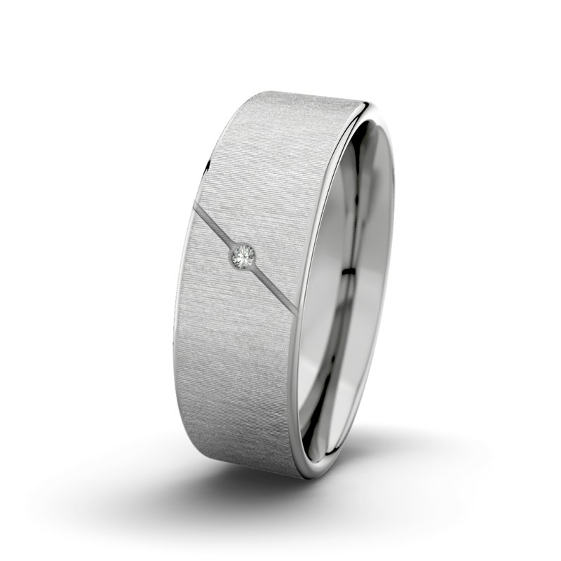 Diamantring Tarzan M7 P1, Palladium 950 quermatt, von vorn