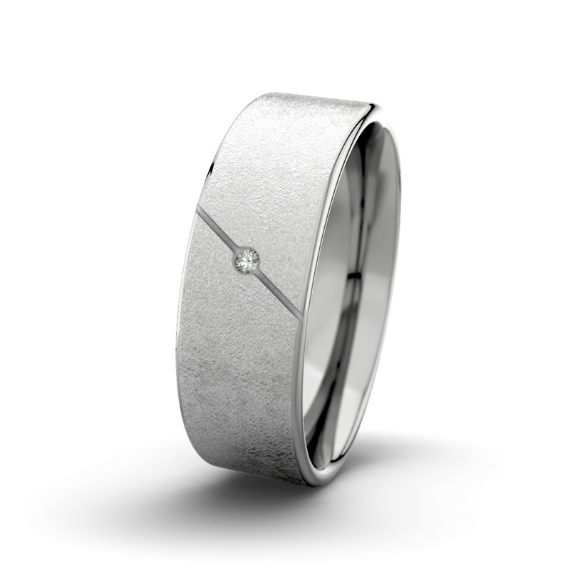 Diamantring Tarzan M7 P1, Platinum 950 eismatt, von vorn