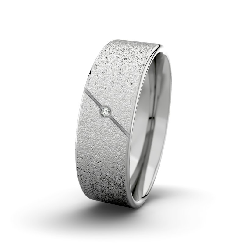 Diamantring Tarzan M7 P1, Platinum 950 Sandmattgrob, von vorn