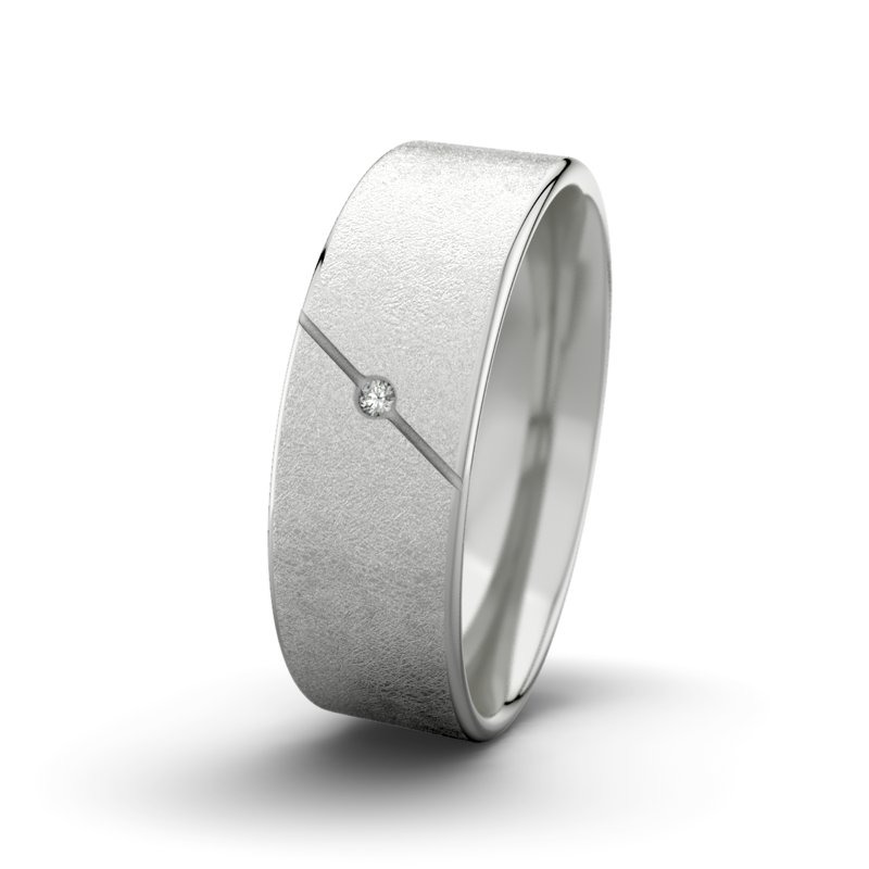 Diamantring Tarzan M7 P1, Sterlingsilber 925 eismatt, von vorn