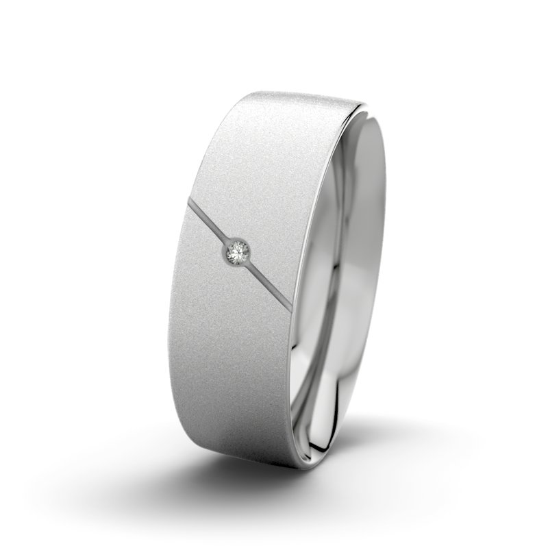 Diamantring Tarzan M7 P2, Palladium 585 Sandmattfein, von vorn