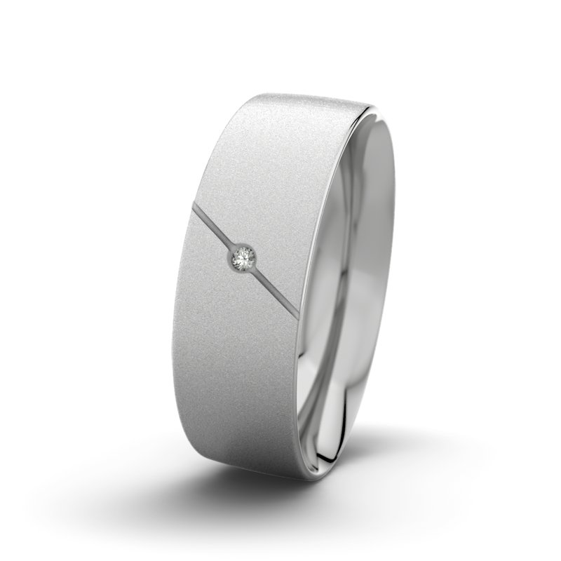 Diamantring Tarzan M7 P2, Platinum 600 Sandmattfein, von vorn