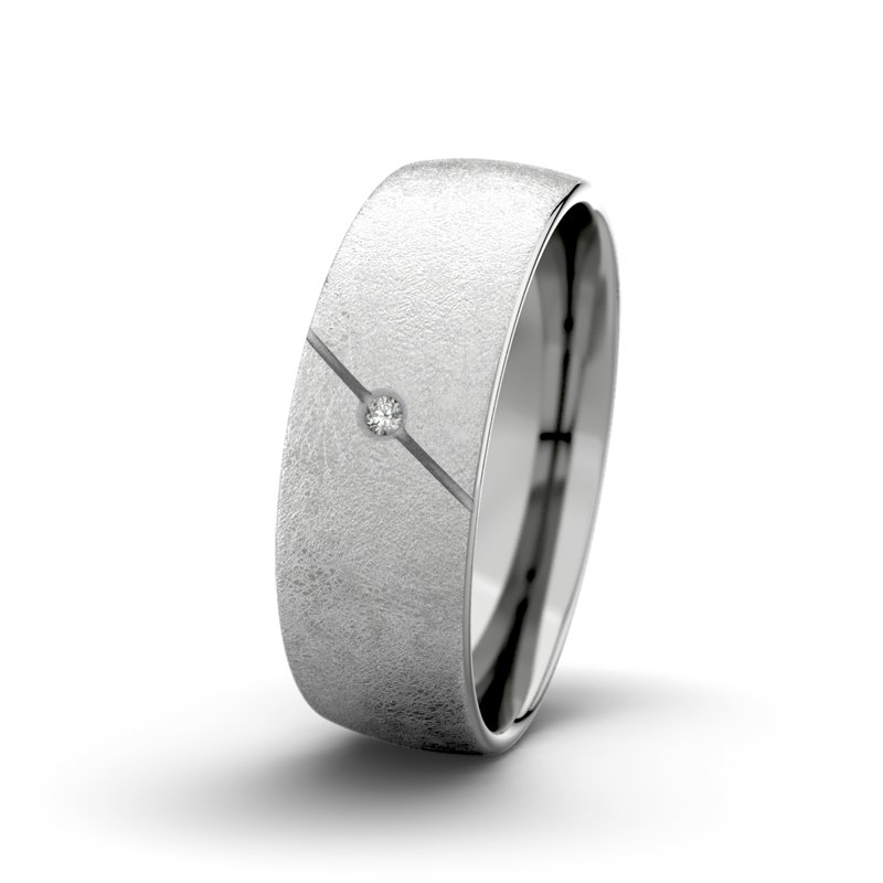 Diamantring Tarzan M7 P3, Palladium 585 eismatt, von vorn