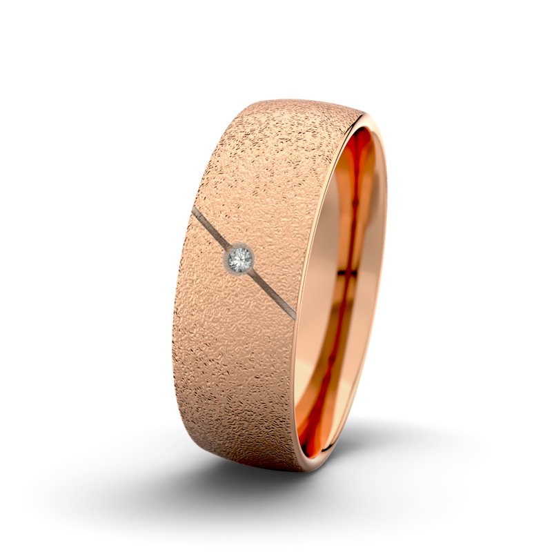 Diamantring Tarzan M7 P3, Rotgold 375 Sandmattgrob, von vorn