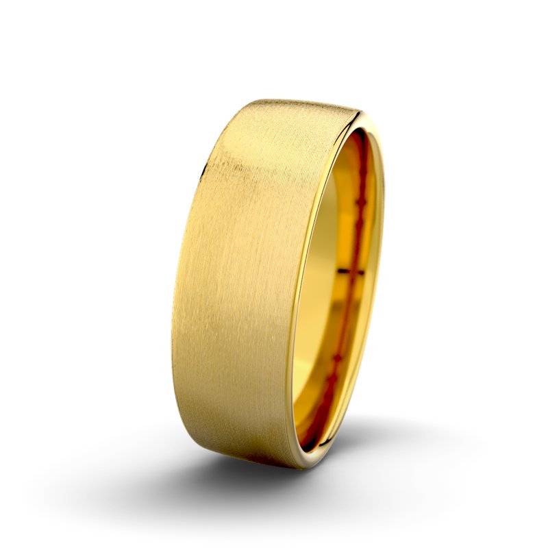 Kein Stein Gelbgold längsmattring Tarzan M7 P4, Gelbgold 375 längsmatt, von vorn