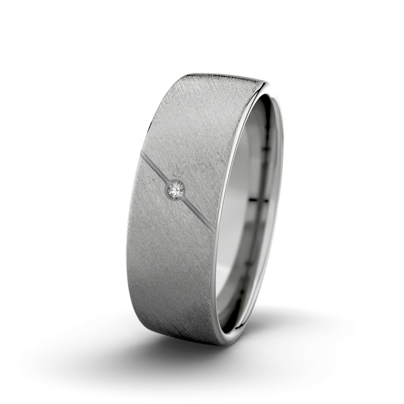 Diamantring Tarzan M7 P4, Palladium 950 Schrägmatt, von vorn