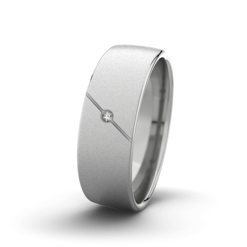 Diamantring Tarzan M7 P4, Platinum 950 Sandmattfein, von vorn