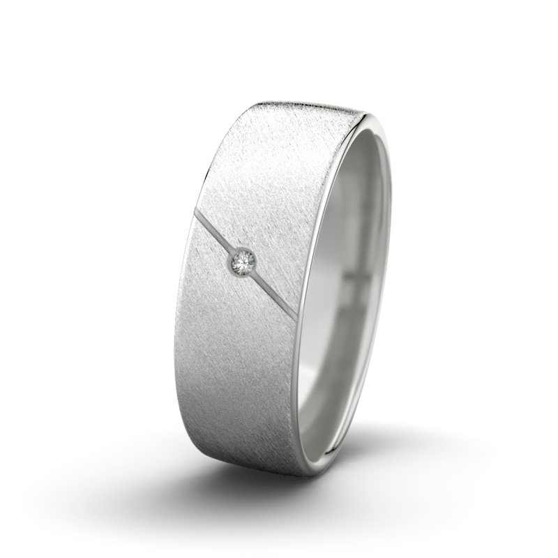 Diamantring Tarzan M7 P4, Sterlingsilber 925 Schrägmatt, von vorn