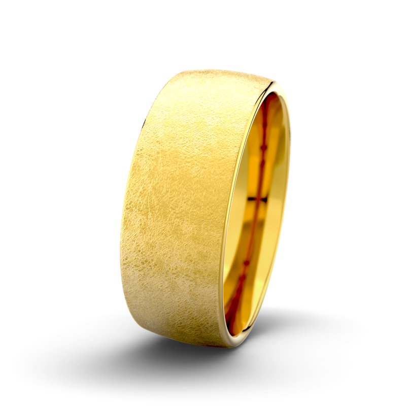 Kein Stein Gelbgold eismattring Tarzan M8 P3, Gelbgold 375 eismatt, von vorn