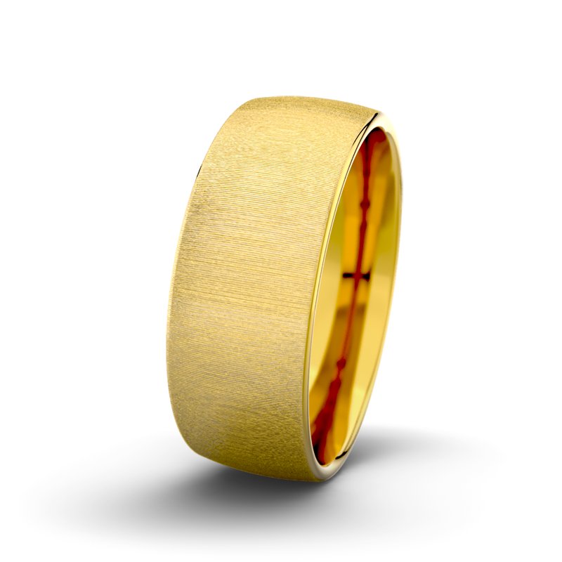 Kein Stein Gelbgold quermattring Tarzan M8 P3, Gelbgold 375 quermatt, von vorn