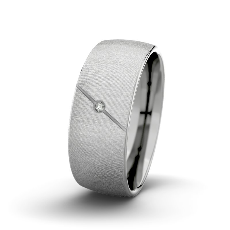 Diamantring Tarzan M8 P3, Platinum 600 quermatt, von vorn