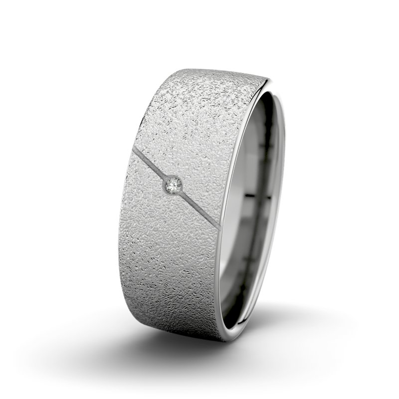 Diamantring Tarzan M8 P4, Palladium 950 Sandmattgrob, von vorn