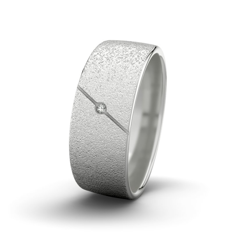 Diamantring Tarzan M8 P4, Sterlingsilber 925 Sandmattgrob, von vorn