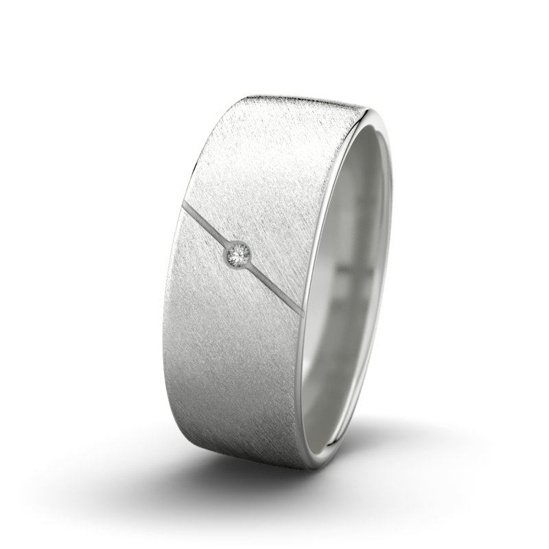 Diamantring Tarzan M8 P4, Sterlingsilber 925 Schrägmatt, von vorn