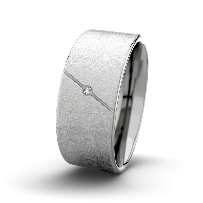 Diamantring Tarzan M9 P1, Palladium 950 eismatt, von vorn