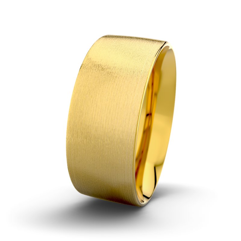 Kein Stein Gelbgold längsmattring Tarzan M9 P2, Gelbgold 375 längsmatt, von vorn