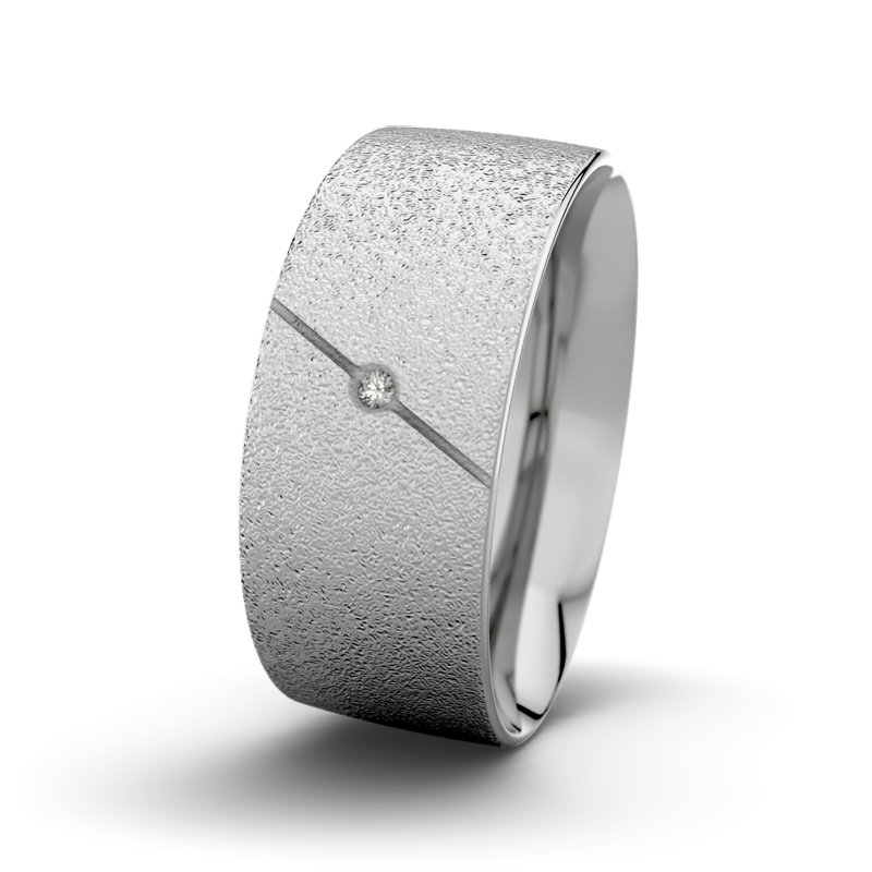 Diamantring Tarzan M9 P2, Platinum 950 Sandmattgrob, von vorn