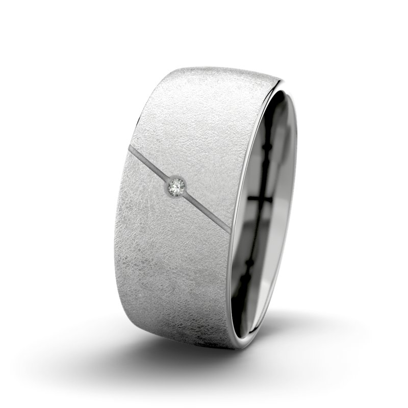 Diamantring Tarzan M9 P3, Palladium 585 eismatt, von vorn
