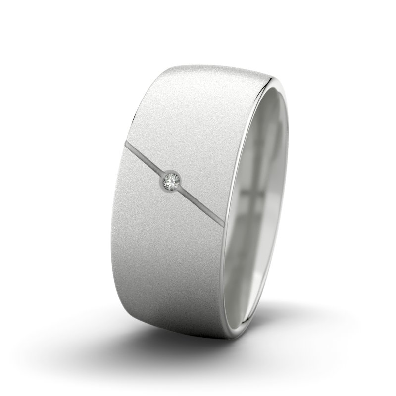 Diamantring Tarzan M9 P3, Sterlingsilber 925 Sandmattfein, von vorn
