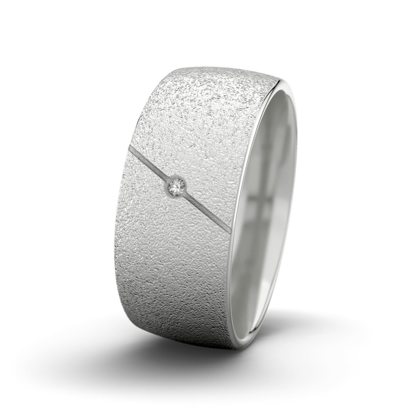 Diamantring Tarzan M9 P3, Sterlingsilber 925 Sandmattgrob, von vorn