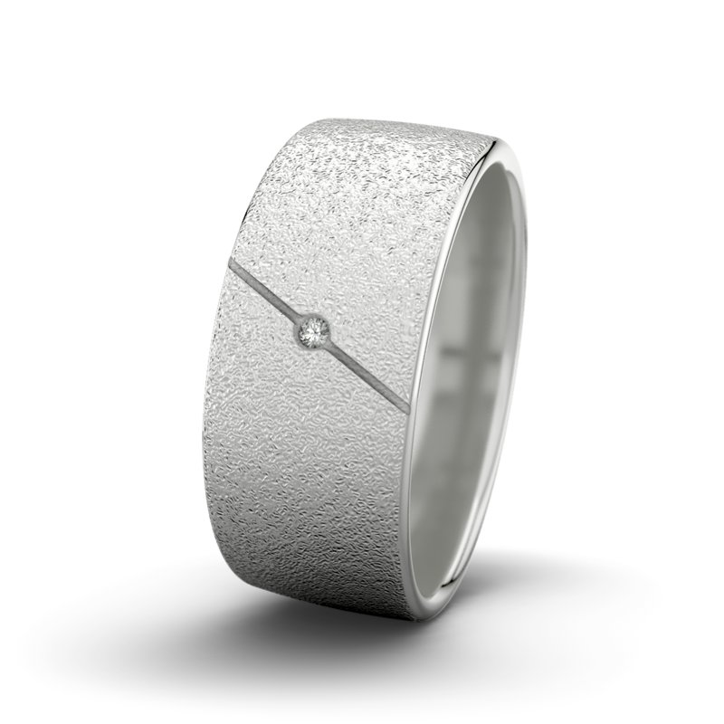 Diamantring Tarzan M9 P4, Sterlingsilber 925 Sandmattgrob, von vorn