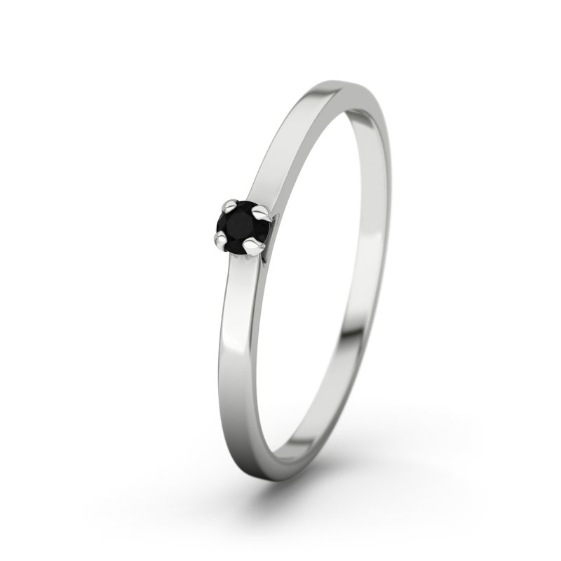 Diamant Schwarz Sterlingsilberring Tribeca, Sterlingsilber 925, von vorn
