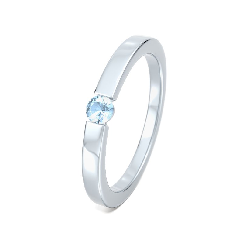 Blauer Topas Weißgoldring Triest, Weißgold 375, von vorn