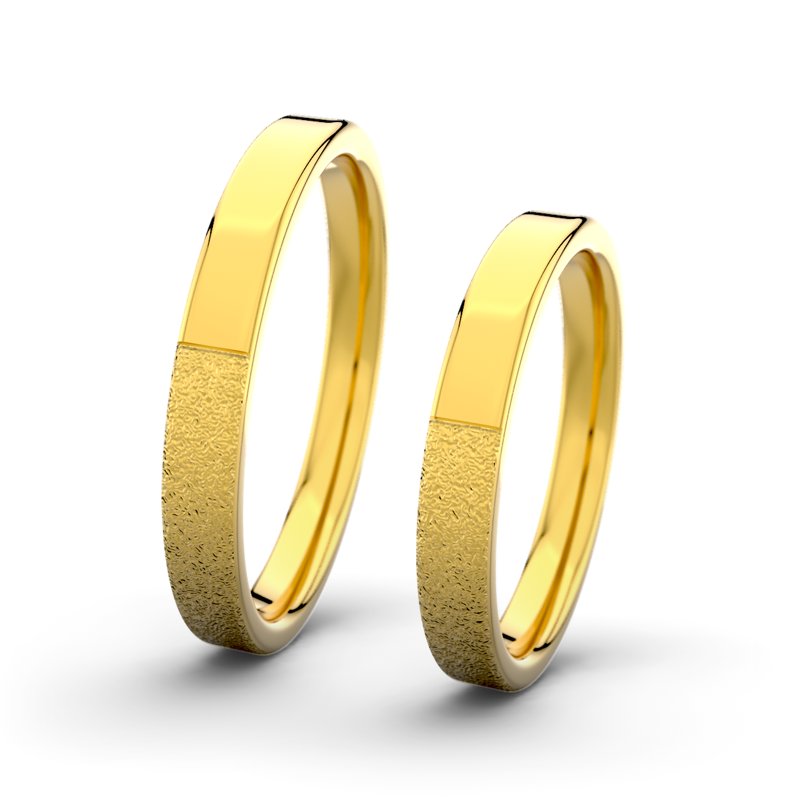 Kein Stein Gelbgold Sandmattgrobring Victoria F3 P1, Gelbgold 750 Sandmattgrob, von vorn